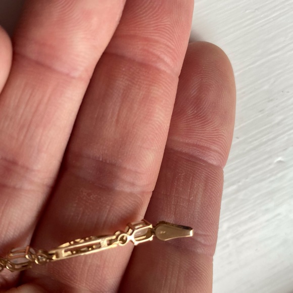 VTG Elegant 10k Gold Authentic Opal Diamond Tennis Bracelet - Picture 7 of 9